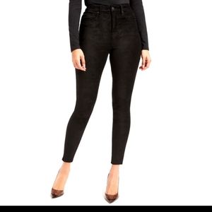 Good American Black High Rise Faux Suede Skinny Jeans Size 8
